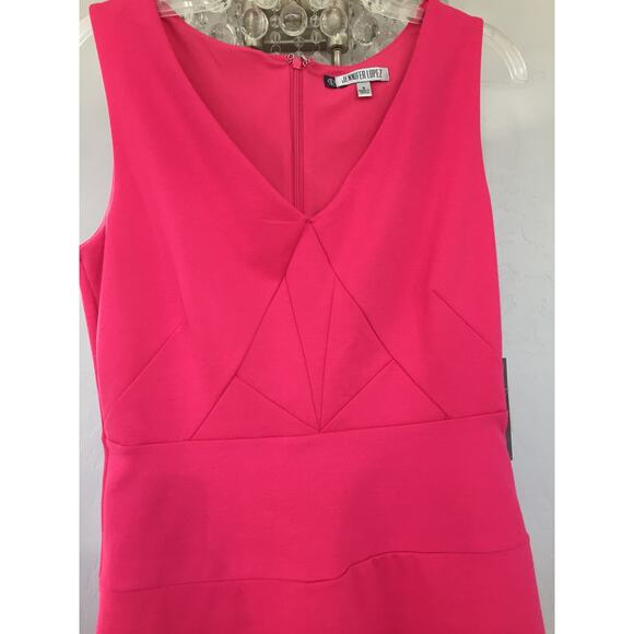 Jennifer Lopez Dress in Electric Pink Ruffle V Neck‎ Sundress Size 8 - Picture 10 of 14